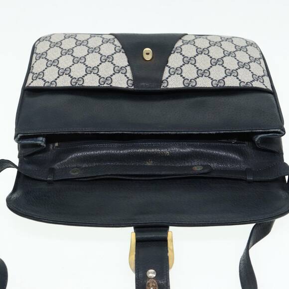 GUCCI GG Supreme Shoulder Bag Pvc Leather Navy Gold - Picture 15 of 16